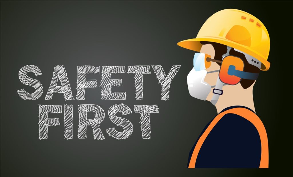 A "Safety First" educational illustration highlighting important residential electrical safety tips from Dustmen Electric.