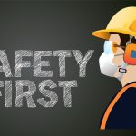 A "Safety First" educational illustration highlighting important residential electrical safety tips from Dustmen Electric.