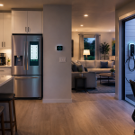 Modern home interior showing updated electrical appliances and EV charger for home power demands