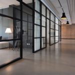 Modern commercial office illuminated with energy-efficient LED lighting
