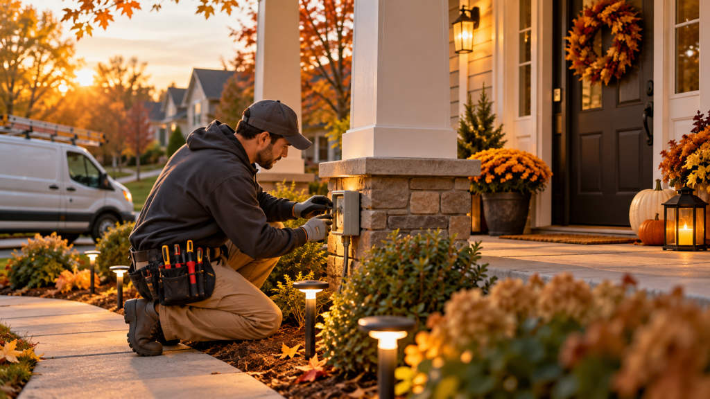 Outdoor electrical outlet with a weatherproof cover installed on an exterior home wall.
