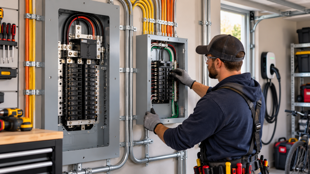 Backup generator and transfer switch setup prepared for seasonal power outages.