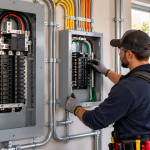 Backup generator and transfer switch setup prepared for seasonal power outages.