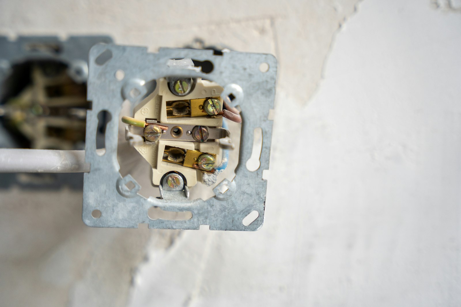 Close-up of residential wiring during a professional electrical inspection